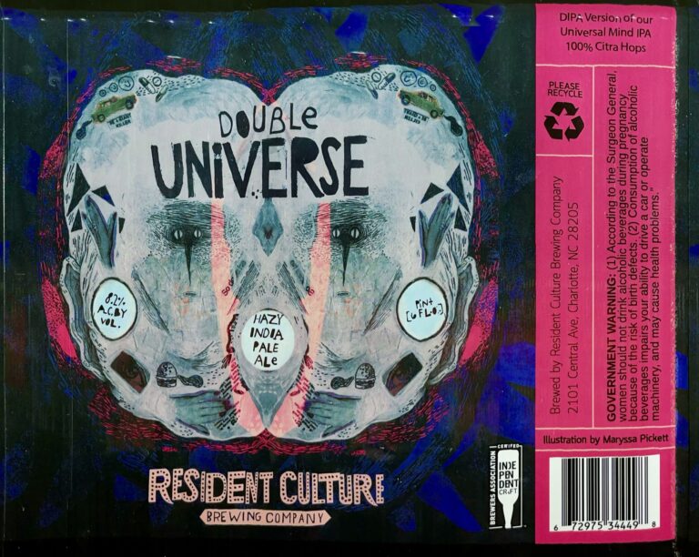 Double Universe beer label from Resident Culture, artwork by Maryssa Pickett