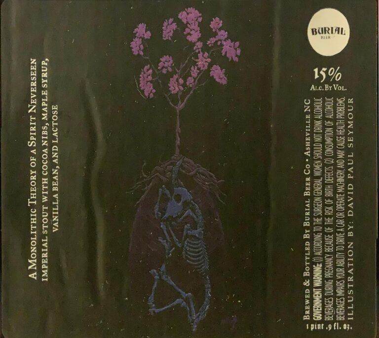 A Monolithic Theory of A Spirit Neverseen beer label from Burial, artwork by David Paul Seymour