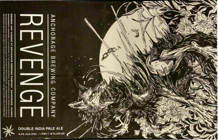 Revenge beer label from Anchorage, artwork by Michelle KamMei Harvey