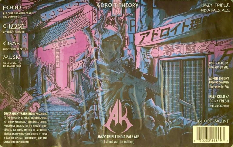 AK [Silent Warrior Edition] beer label from Adroit Theory, artwork by Tim Hastings
