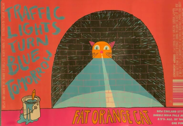 Traffic Lights Turn Blue Tomorrow beer label from Fat Orange Cat