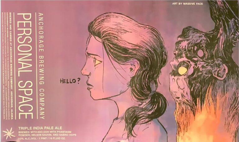 Personal Space beer label from Anchorage, artwork by Rob Bowyer