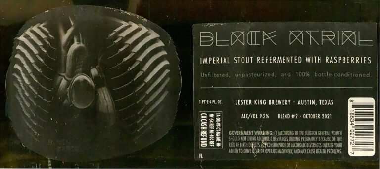 Black Atrial beer label from Jester King