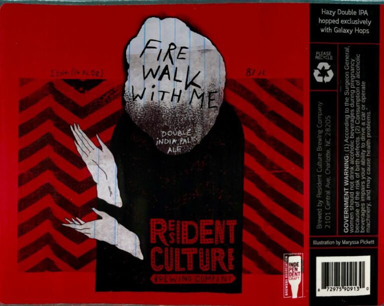 Fire Walk with Me beer label from Resident Culture, artwork by Maryssa Pickett
