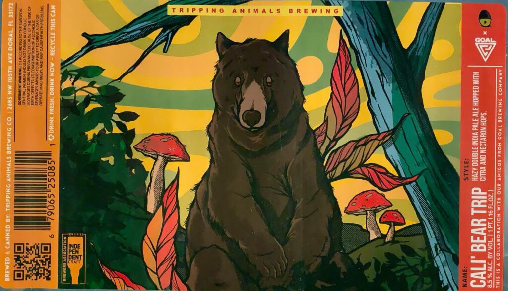 Cali Bear Trip beer label from Tripping Animals