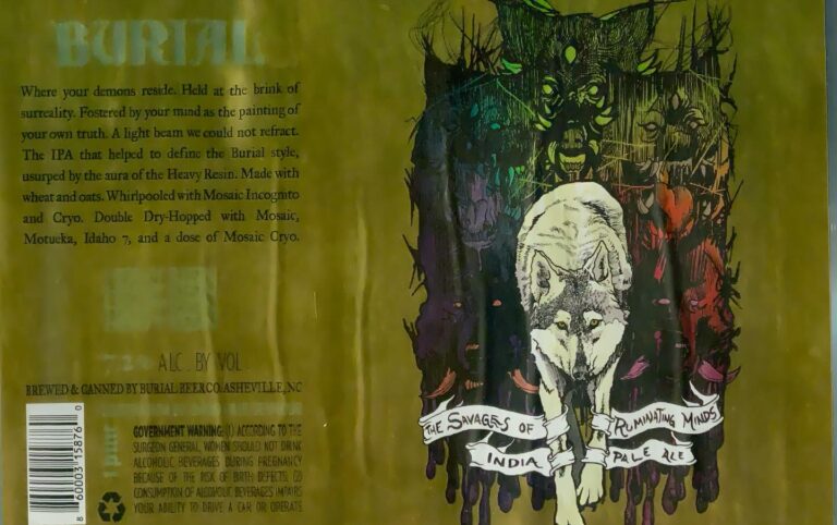 The Savages of Ruminating Minds (Heavy Resin Edition) beer label from Burial, artwork by David Paul Seymour