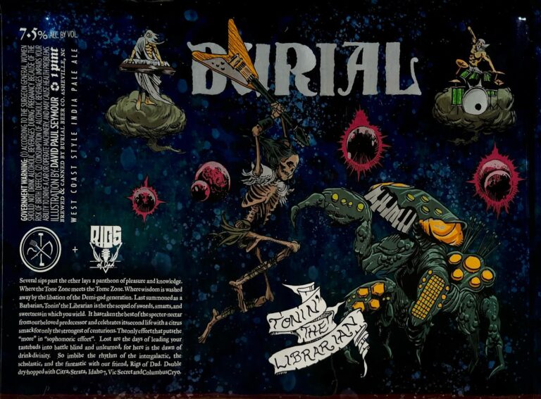 Tonin’ the Librarian beer label from Burial, artwork by David Paul Seymour