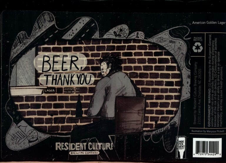 Beer, Thank You beer label from Resident Culture, artwork by Maryssa Pickett