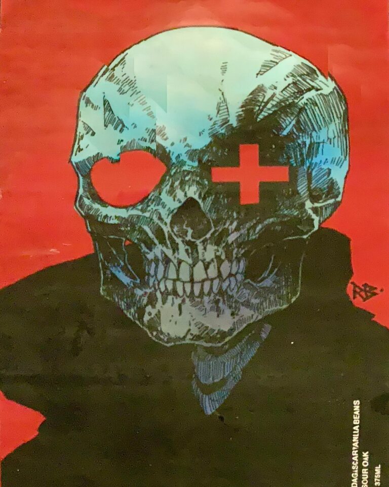 Doomed beer label from Anchorage, artwork by Rob Bowyer