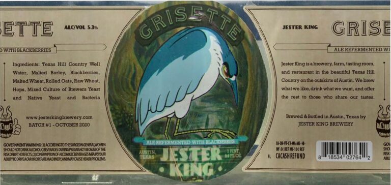 Blackberry Grisette beer label from Jester King