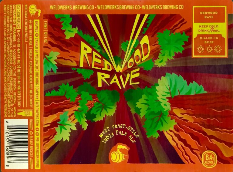 Redwood Rave beer label from WeldWerks
