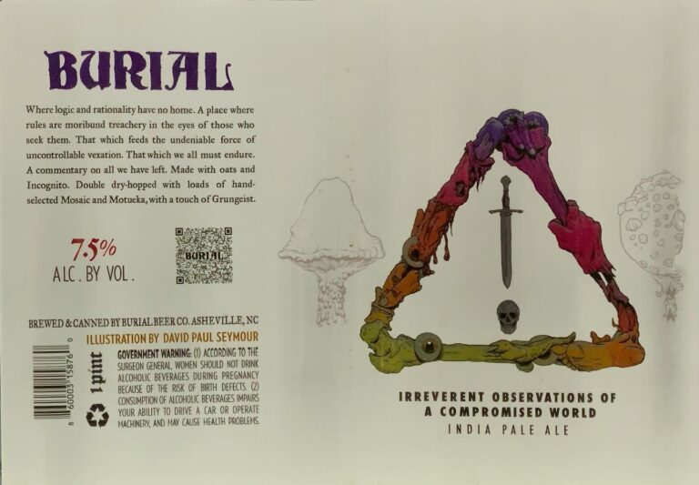 Irreverent Observations of A Compromised World beer label from Burial, artwork by David Paul Seymour