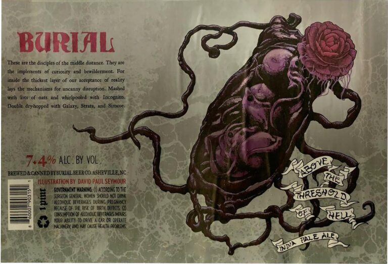 Above The Threshold of Hell beer label from Burial, artwork by David Paul Seymour