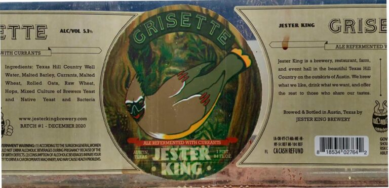 Currant Grisette beer label from Jester King