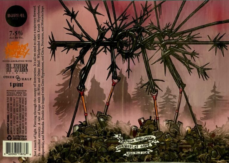 Through Subliminal Reminders of Hope beer label from Burial & Other Half & Hi-Wire, artwork by David Paul Seymour