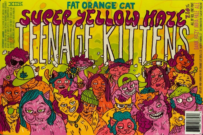 Super Yellow Haze Teenage Kittens beer label from Fat Orange Cat