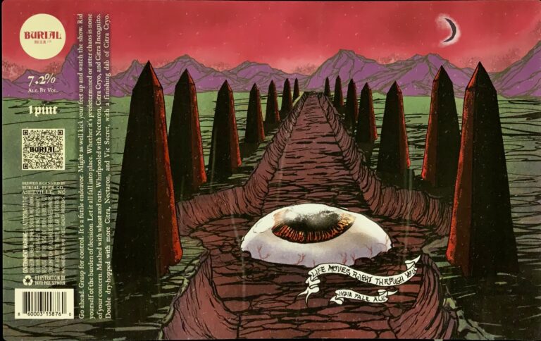 Life Moves Right Through You beer label from Burial, artwork by David Paul Seymour