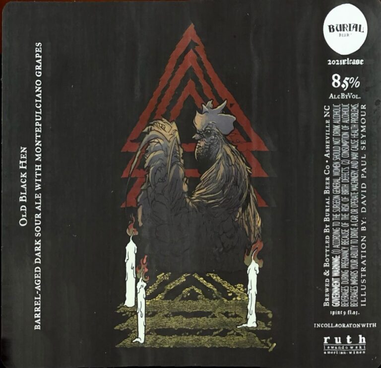 Old Black Hen (2021) beer label from Burial, artwork by David Paul Seymour