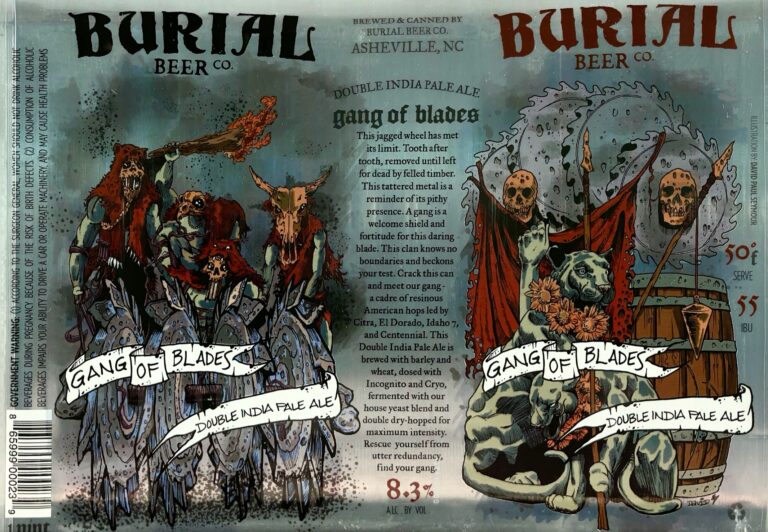 Gang of Blades beer label from Burial, artwork by David Paul Seymour
