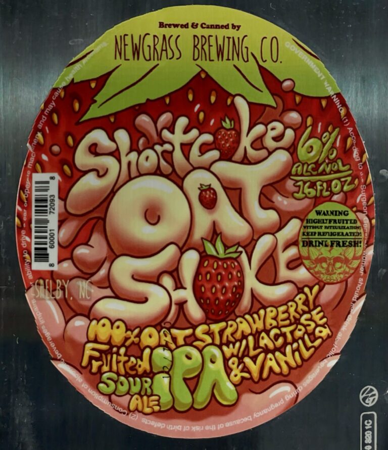 Shortcake Oat Shake beer label from Newgrass