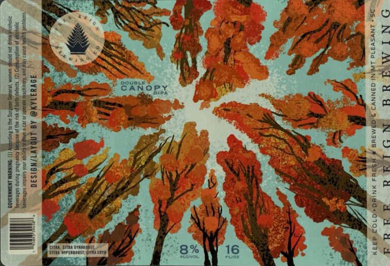 Double Canopy (Fall Version) beer label from Free Reign, artwork by Kyle Rage Walker