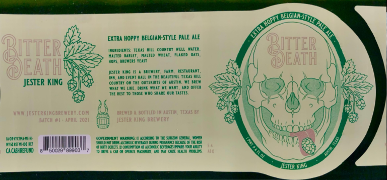 Bitter Death beer label from Jester King