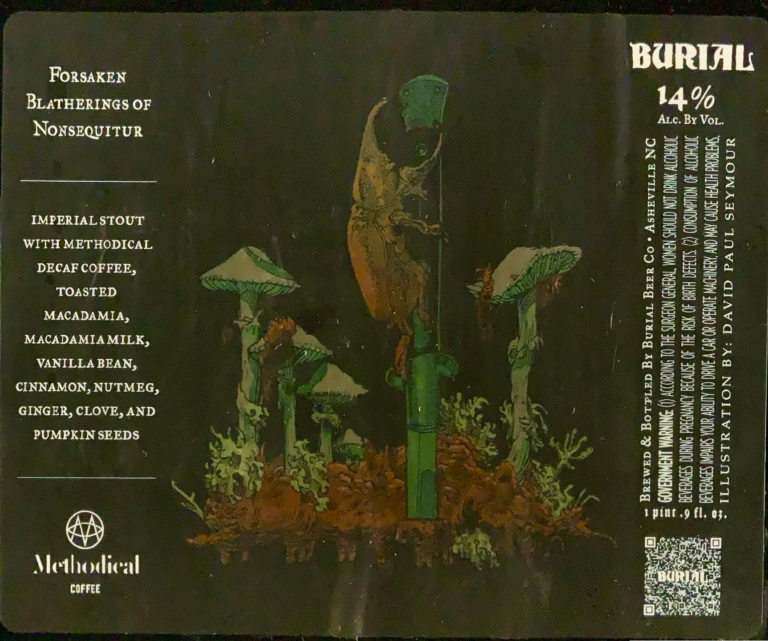 Forsaken Blatherings of Nonsequitur beer label from Burial