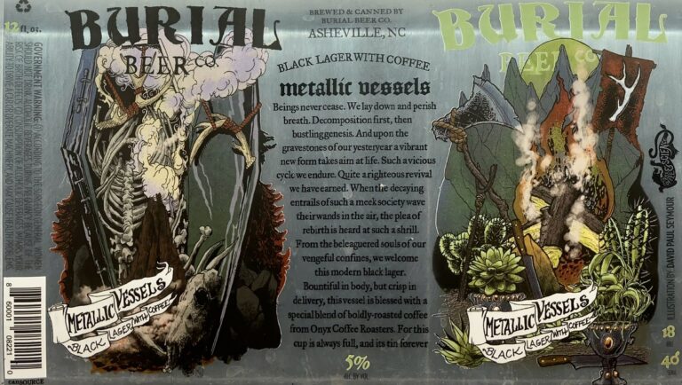Metallic Vessels beer label from Burial, artwork by David Paul Seymour