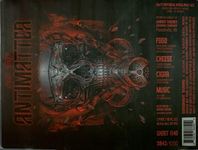 Antimatter beer label from Adroit Theory