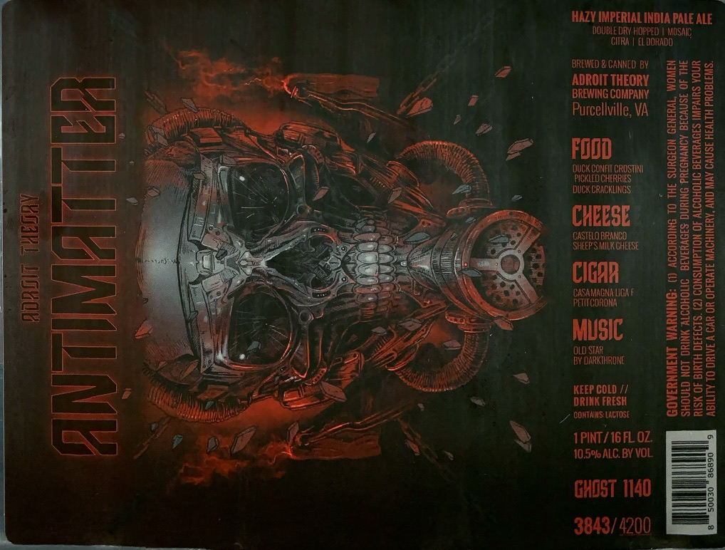 Antimatter beer label from Adroit Theory