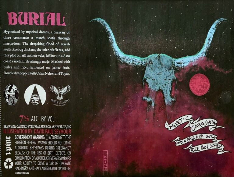 Mystic Caravan beer label from Burial, artwork by David Paul Seymour