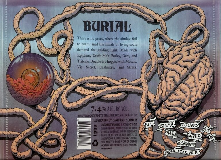 All You’ve Found The Apex Of Insanity beer label from Burial, artwork by David Paul Seymour