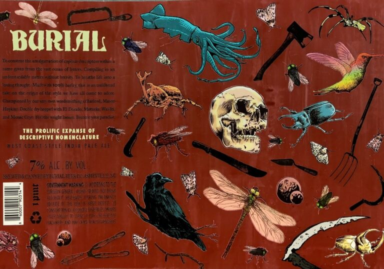 The Prolific Expanse of Descriptive Nomenclature beer label from Burial, artwork by David Paul Seymour