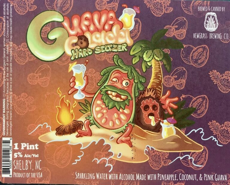 Guava Gold Hard Seltzer beer label from Newgrass
