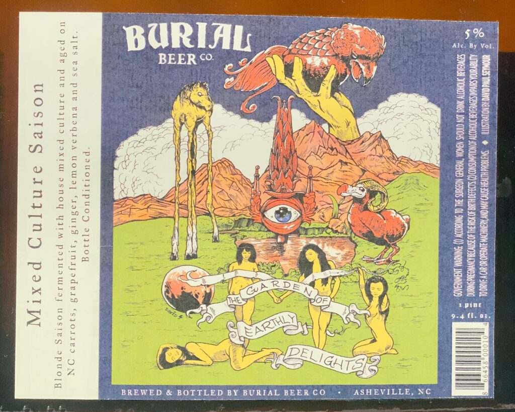 Garden of Earthly Delights 2 beer label from Burial, artwork by David Paul Seymour