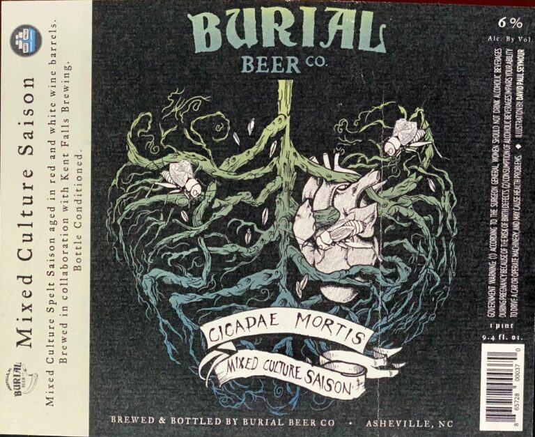 Cicadae Mortis beer label from Burial, artwork by David Paul Seymour