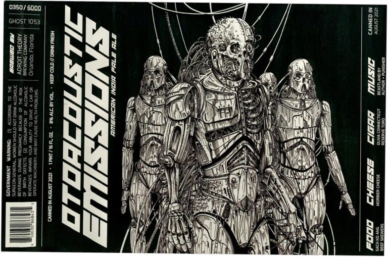 Otoacoustic Emissions (Ghost 1053) beer label from Adroit Theory