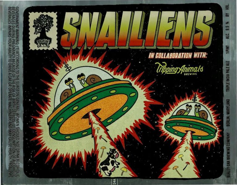 Snailiens beer label from Burley Oak & Tripping Animals