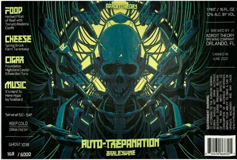 Auto-Trepanation (Ghost 1018) beer label from Adroit Theory
