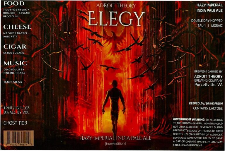 Elegy [Irony Edition] (Ghost 1103) beer label from Adroit Theory