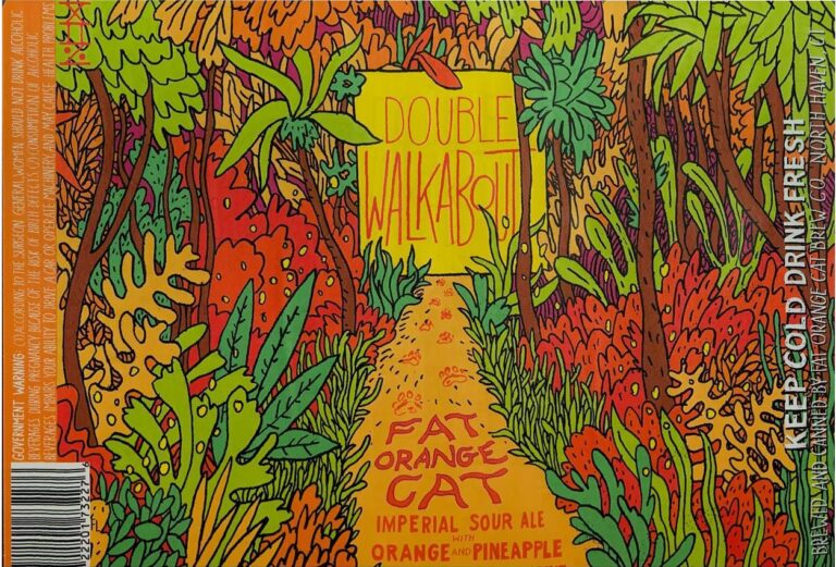 Double Walkabout Orange/Pineapple beer label from Fat Orange Cat