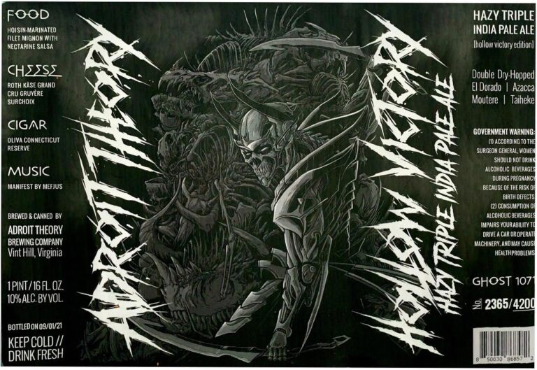 AK [Hollow Victory Edition] (Ghost 1071) beer label from Adroit Theory, artwork by Tim Hastings