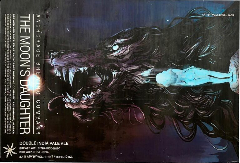 The Moon’s Daughter beer label from Anchorage, artwork by Michelle KamMei Harvey