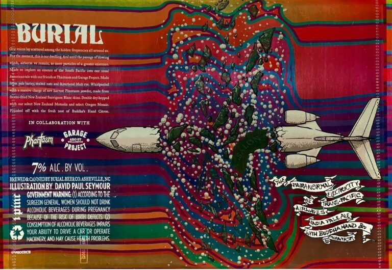 The Paranormal Electricity of Trans-Pacific Airwaves beer label from Burial, artwork by David Paul Seymour