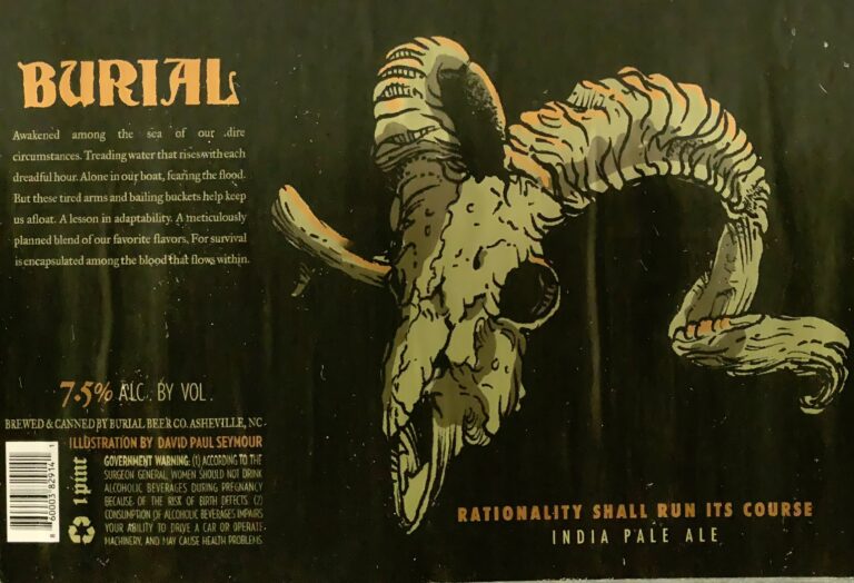 Rationality Shall Run Its Course beer label from Burial, artwork by David Paul Seymour