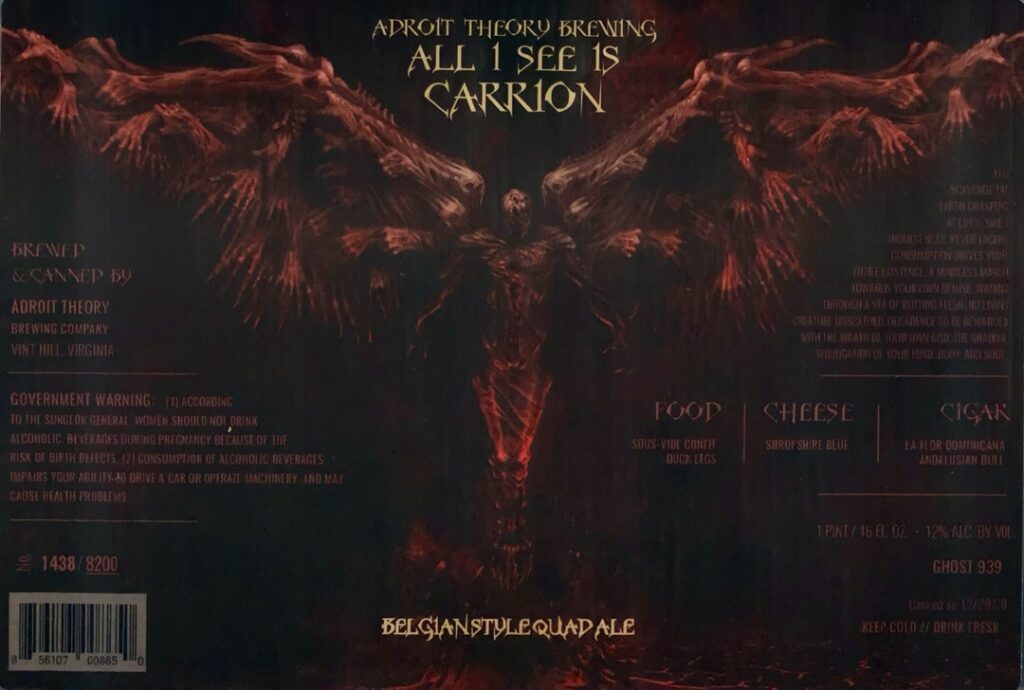 All I See Is Carrion (Ghost 939) beer label from Adroit Theory