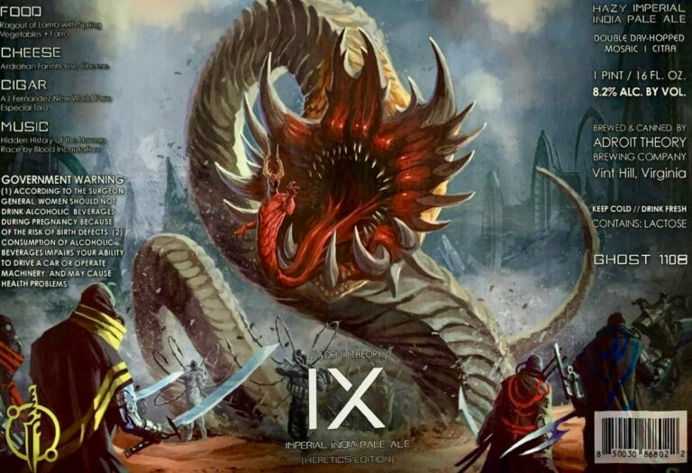 Heretics of IX (Ghost 1108) beer label from Adroit Theory