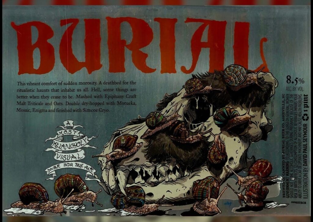 A Most Melancholy Visual beer label from Burial, artwork by David Paul Seymour