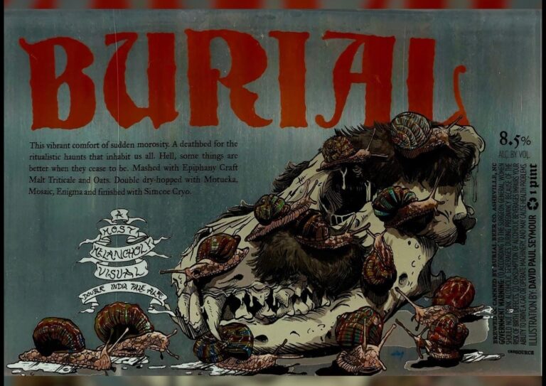 A Most Melancholy Visual beer label from Burial, artwork by David Paul Seymour