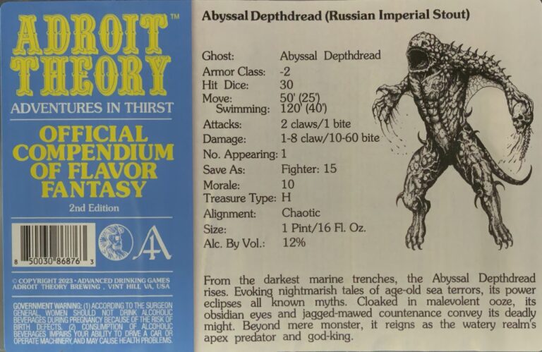 Abyssal Depthdread (Ghost ABYSSAL DEPTHDREAD) beer label from Adroit Theory
